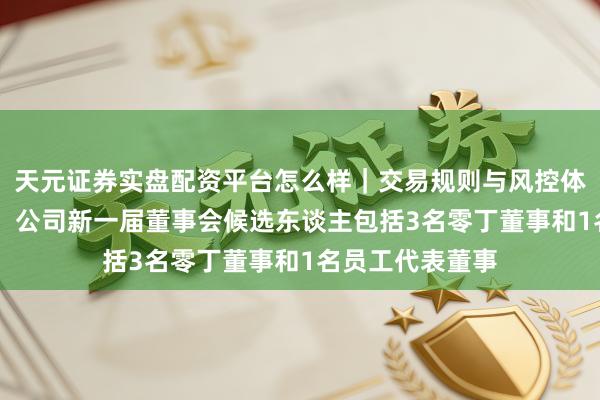 天元证券实盘配资平台怎么样｜交易规则与风控体系介绍 广誉远：公司新一届董事会候选东谈主包括3名零丁董事和1名员工代表董事