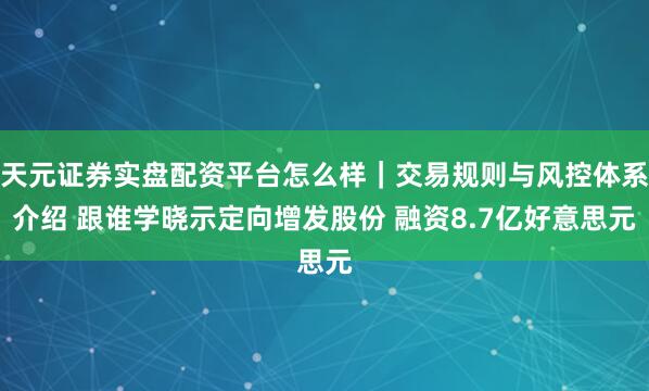 天元证券实盘配资平台怎么样｜交易规则与风控体系介绍 跟谁学晓示定向增发股份 融资8.7亿好意思元