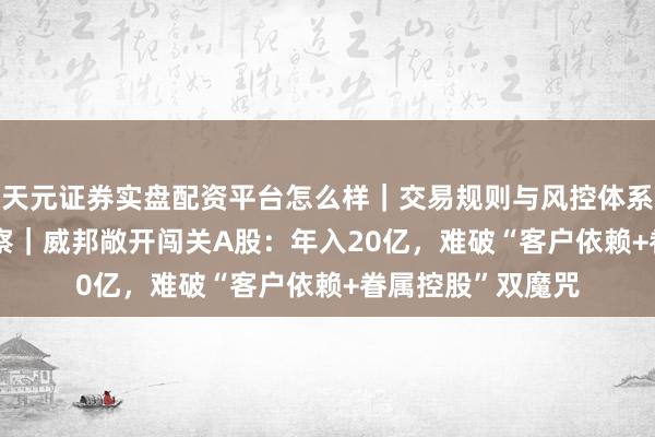 天元证券实盘配资平台怎么样｜交易规则与风控体系介绍 IPO新不雅察｜威邦敞开闯关A股：年入20亿，难破“客户依赖+眷属控股”双魔咒