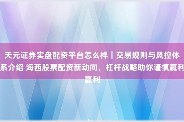 天元证券实盘配资平台怎么样｜交易规则与风控体系介绍 海西股票配资新动向，杠杆战略助你谨慎赢利